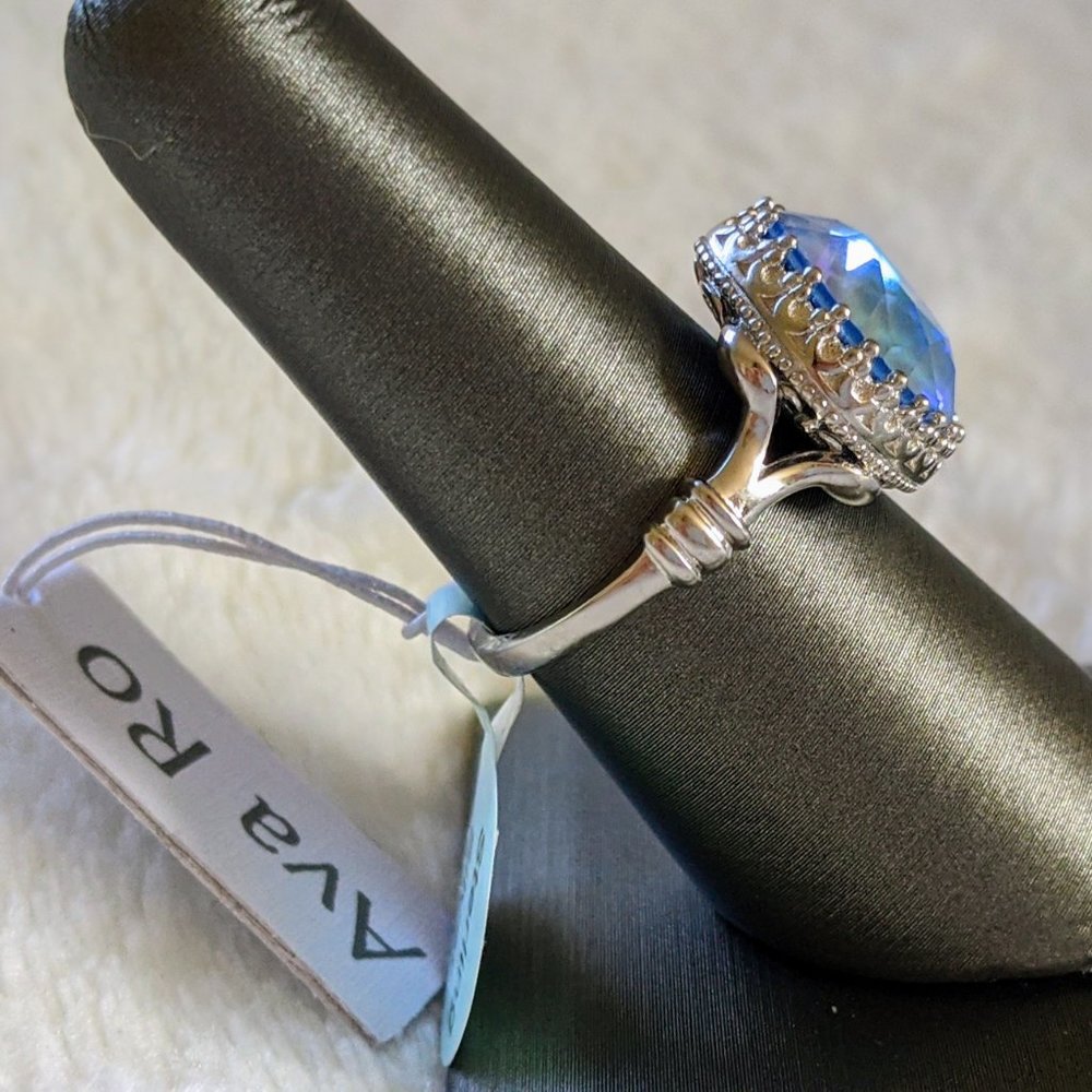 NWT Ava Ro Sterling Silver Blue Swarovski Ring - Picture 3 of 5